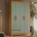 Ver imagem 1 de Guarda Roupa Casal 103cm 4 Portas Lipion Cinamomo/Sálvia a02 - Mpozenato