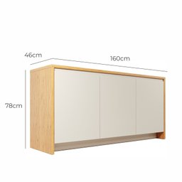 Buffet Aparador Sírio 3 Portas Babus - Cedro / Off White - 2