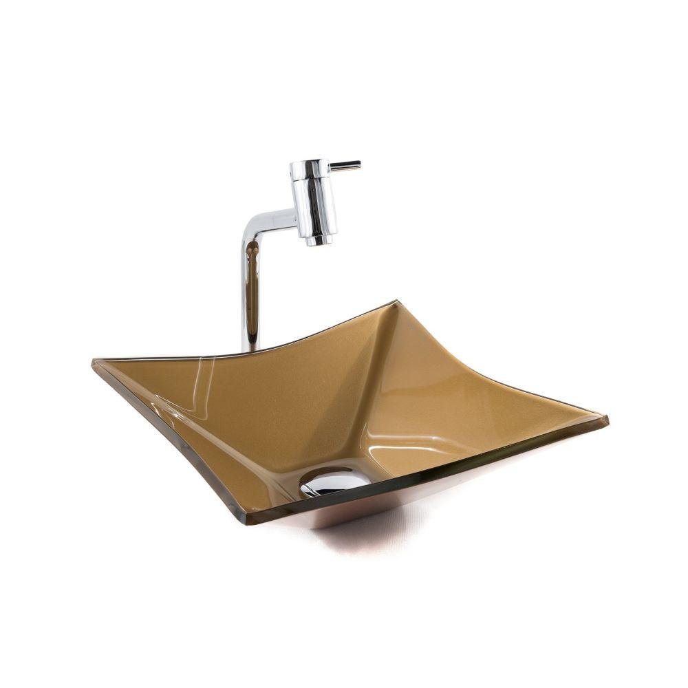 Cuba De Vidro Rt 34 cm Torneira Link + Válvula Bronze - 3