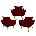 Ver imagem 1 de Kit 3 Poltronas Opala Suede Marsala 1 Lugar Pés Palito