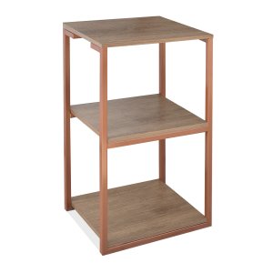 Prateleira Industrial Apoio Lateral Base Cobre Tampo Madeirado