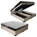 Ver imagem 1 de Cama Box Baú Queen Colchão Mola Bonnel Belos Sonhos + Box Sintético 69x158x198 Bege