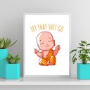 Ver imagem 1 de Quadro Buda Baby Let That Shit Go 24x18cm:Madeira preta