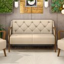 Ver imagem 2 de Poltrona Namoradeira 2 Lugares 135cm Capitonê Lapa M22 PU Bege - Mpozenato