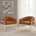 Ver imagem 1 de Poltrona Sala Decorativa Kit 2 Arielle Industrial Champanhe Sintético Pu D03 - D’Rossi