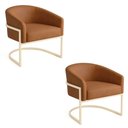 Ver imagem 2 de Poltrona Sala Decorativa Kit 2 Arielle Industrial Champanhe Sintético Pu D03 - D’Rossi