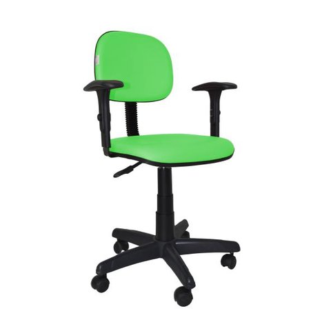Cadeira Secretaria Bolt com Braco Regulavel - Couro Sintetico Corano - Verde