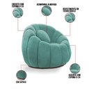 Ver imagem 3 de Sofá 2 Lugares com Puff e Poltrona Orgânica Fixa Cloud Bouclê Azul Turquesa E03 - D’Rossi