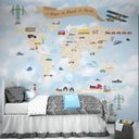 Ver imagem 1 de Papel de Parede Infantil Mapa Mundi ( Auto Adesivo Fosco )