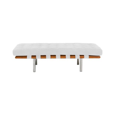 Banco Capri Barcelona 1,50m Couro Natural Branco