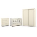 Ver imagem 1 de Dormitório Tutto New 2 Portas, Cômoda 4 Gavetas e Berço Off White com Capitonê - Matic Móveis