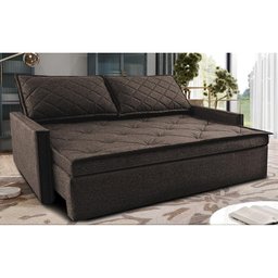 Sofá Sem Caixa Retrátil e Reclinável 1,65m Cama inBox Loft Linho Marrom - 1