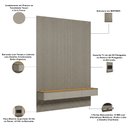Ver imagem 5 de Painel Ripado para TV 85 pol com Bancada Suspensa Orgânica 219cm Slats L05 Tauari Gris Fosco - Lyam