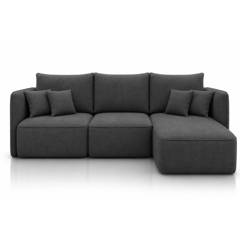 Sofá Modular Búzios - Conforto, Versatilidade e Design Contemporâneo:Veludo Grafite/2,90 com Chaise