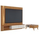 Ver imagem 1 de Conjunto Mesa e Painel para TV 65 Nexo MDP MDF com Nicho Porta Basculante Freijó Off White Matte