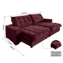 Ver imagem 3 de Sofá Califórnia Retrátil e Reclinável 5 Lugares 2,70m com Molas Ensacadas e Pillow Vinho