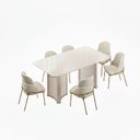 Ver imagem 3 de Conjunto Sala de Jantar Liz Tampo com Vidro Retangular 180cm com 6 Cadeiras Vitta Bege/Off White/Perola