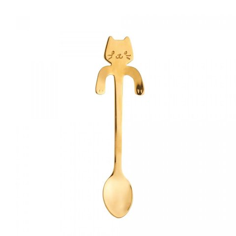 Conjunto 4 Colheres de Chá de Aço Inox Cat Dourado Wolff