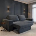Ver imagem 1 de Sofá com Chaise Capri 3 Lugares Retrátil Grafite Suede Cialar Móveis