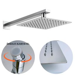 Kit Ducha Quadrada Dourado Inox 20x20 Parede Padrão Docol - 7