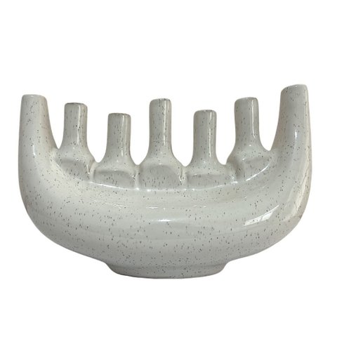 Vaso Decorativo em Cerâmica Branco com Pintas Design Escultural
