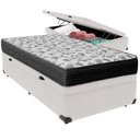 Ver imagem 2 de Cama Box Baú Branco e Colchão Iso100 Espuma D33 Solteiro Ortobom