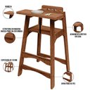 Ver imagem 3 de Cadeira de Alimentação com Bandeja para Bebê Criança Madeira Maciça Rústica W02 Imbuia - Lyam Decor