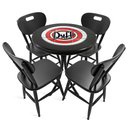 Ver imagem 1 de Conjunto Mesa Madeira Azulejo 60cm - Bistrô Fixa 78cm + 4 Cadeiras 43 - Preta - Duff