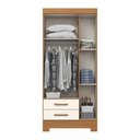Ver imagem 4 de Guarda Roupa Solteiro BE16 3 Portas de Bater 2 Gavetas com Espelho Cinamomo-Off White Briz Móveis