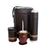 Kit chimarrão mateira marrom, garrafa térmica 0,95L, cuia bocal aberto, bomba inox e porta erva - 1