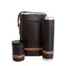 Kit chimarrão mateira marrom, garrafa térmica 0,95L, cuia bocal aberto, bomba inox e porta erva - 2