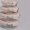 Ver imagem 7 de 6 Potes Herméticos de Vidro Borossilicato 410ml Uz Retangulares Pequenos Capuccino Porta