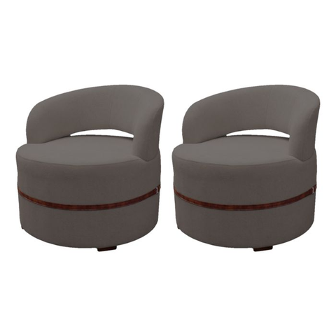 Conjunto 2 Poltronas Decorativa Luana Estofada Sala em Linho Cor: Grafite