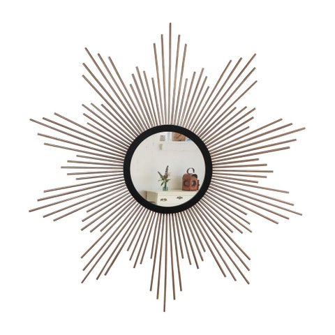 Espelho decorativo de parede redondo com moldura palitada Supernova Rose Gold