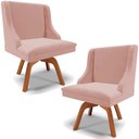 Ver imagem 1 de Kit 6 Cadeiras Decorativas Sala de Jantar Pés Palito de Madeira Firenze PU Nozes/Natural G19 - Gran