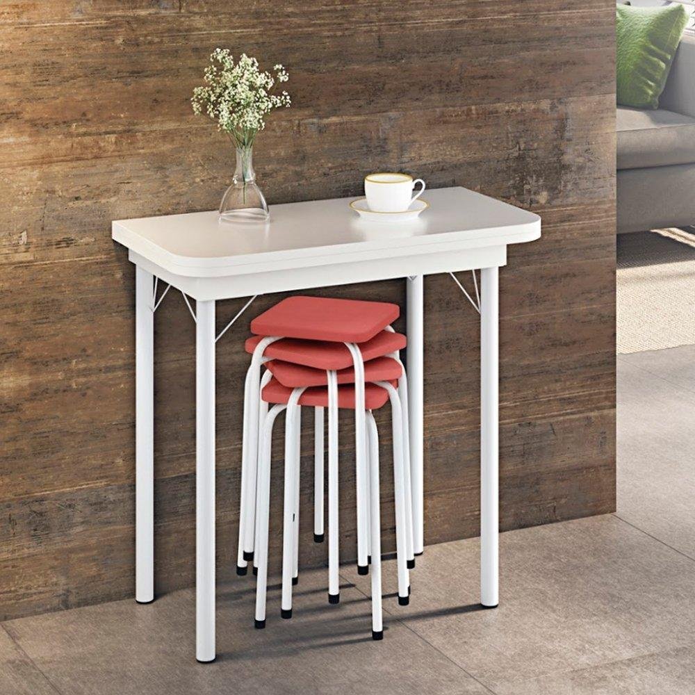 Mesa Dobrável com 4 Banquetas e Assentos em Corino Logdesign - 3