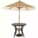 Ver imagem 2 de Kit 4 Cadeiras e Mesa com Tampo Ripado em Alumínio e Ombrelone para Piscina, Jardim Trama Original