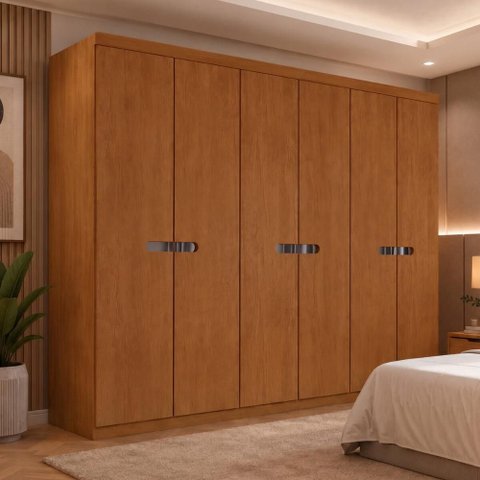 Guarda-Roupa Casal 100% MDF com 6 Portas e 6 Gavetas 273cm Multimóveis CR35541 Madeirado