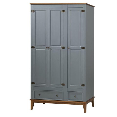 Armario Malibu 3 Portas e 2 Gavetas Cor Cinza com Amendoa 204 Cm - 62385