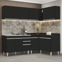 Ver imagem 2 de Armário de Cozinha Modulado de Canto 6 Peças Cp30 com Pia Inox Preto - Lumil Lumil Móveis
