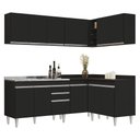 Ver imagem 1 de Armário de Cozinha Modulado de Canto 6 Peças Cp30 com Pia Inox Preto - Lumil Lumil Móveis