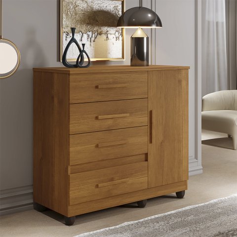 Cômoda Florença 1 Porta 4 Gavetas Cinamomo Benetil Móveis