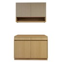 Ver imagem 3 de Cozinha Completa Modulada 2 Peças 4 Portas 2 Gavetas com Rodapé 100% MDF Simone Mendes Marrom/Carvalho/Greige