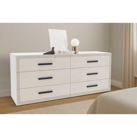 Cômoda Solteiro Valência C/ 6 Gavetas Branco/creme - Politorno