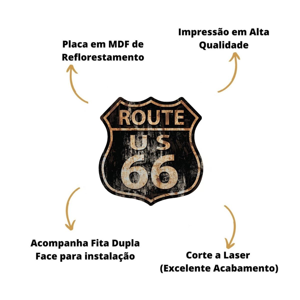 Placa Quadro Decoração Us Route 66 Trânsito Vintage Rota:route 66 - 5