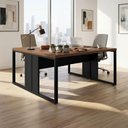 Ver imagem 1 de Plataforma para Escritório Industrial 170cm MDP Nogal com Preto F5 Office