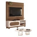 Ver imagem 1 de Estante Home Theater Axis Castanho Off White com Kit Mesa de Centro Sky Off White - Hb Móveis
