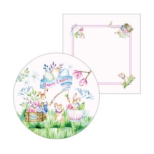 Kit Sousplat + Guardanapo Páscoa Easter Nsw 12 Peças com Base