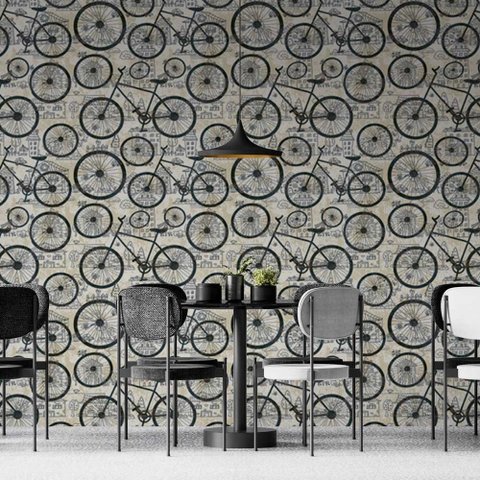 Papel de Parede Casual Bicicletaria Gh Papel de Parede 3,3m