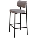 Ver imagem 3 de Kit 03 Banquetas Alta Bar Cozinha Sala de Jantar Aço Preto Kaira C01 Linho Cinza - Lyam Decor